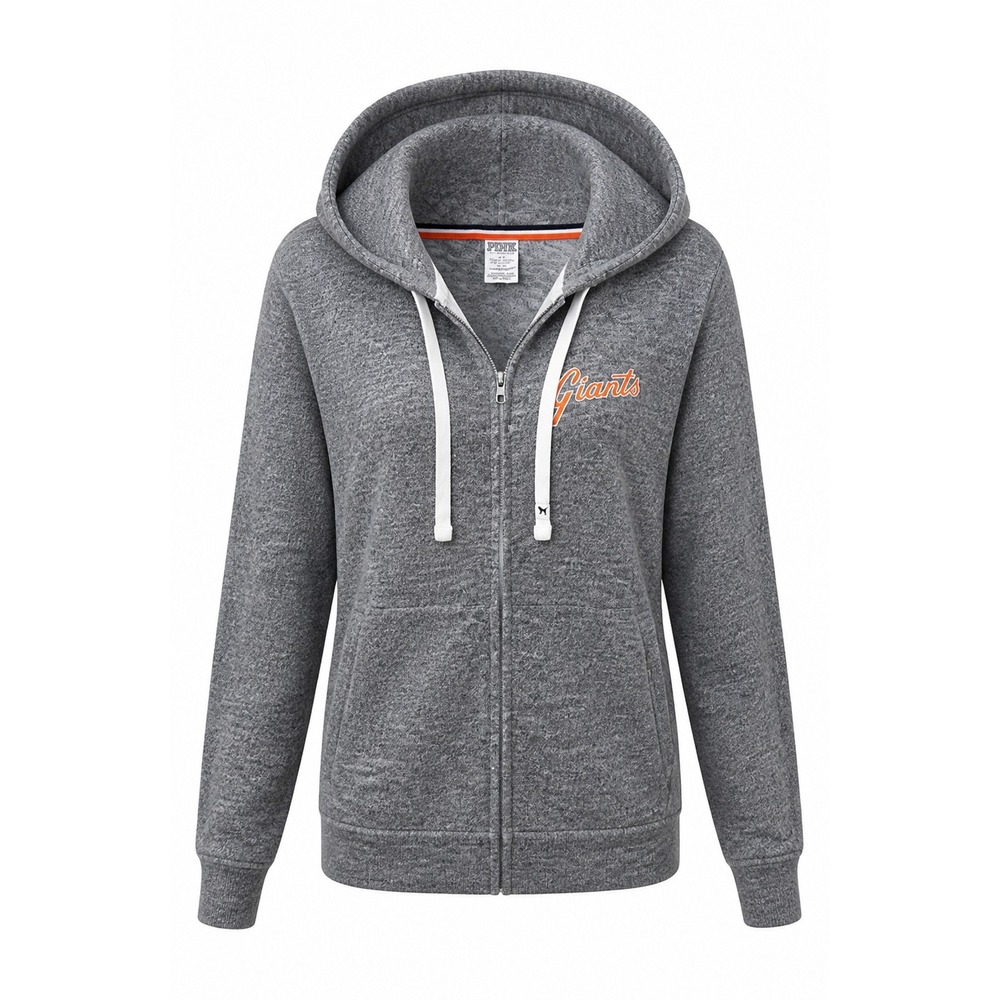 PINK Victoria's Secret Giants Hoodie Womens L Zip Up MLB SF Grey Marl 2016 80s